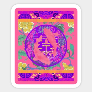 Double Happiness Koi Fish #3 with Purple Symbol - Hong Kong Pop Art Sticker